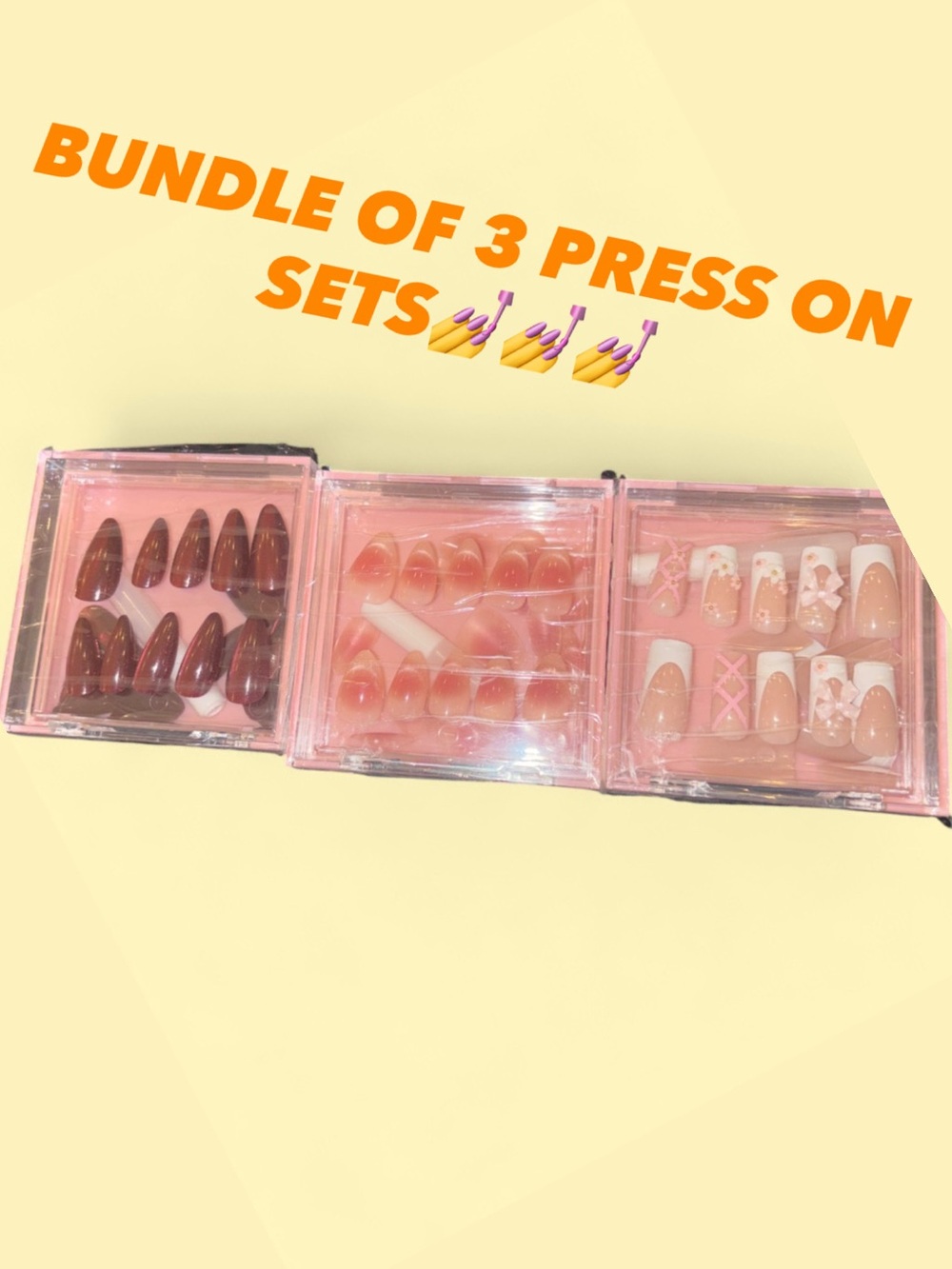 Bundle of 3 Press-On Nail Sets w/ Glue – New in Package